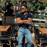 Camisetas con parte inferior inclinada en negro Onyx