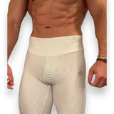 Pure White Scrunch Butt Textured Leggings